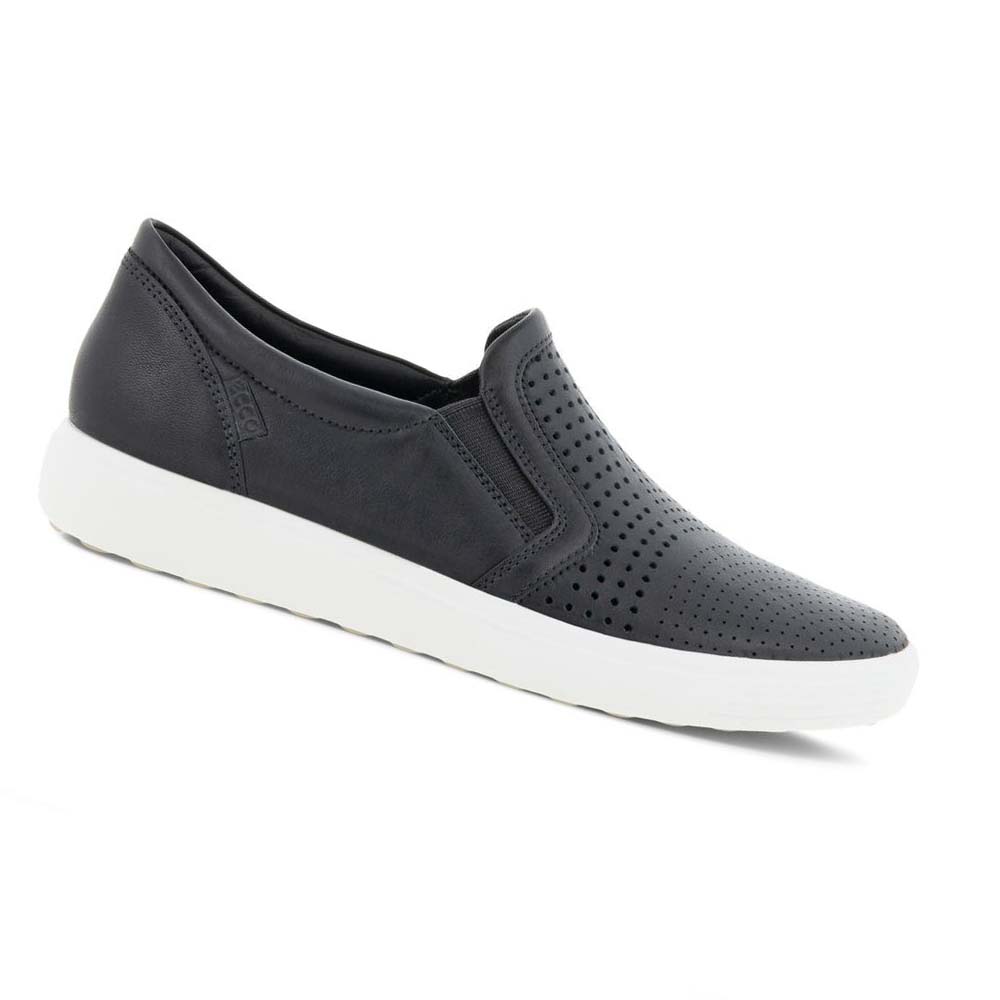 Women\'s Ecco Soft 7 Slip-on Sneakers Black | USA 244EBC